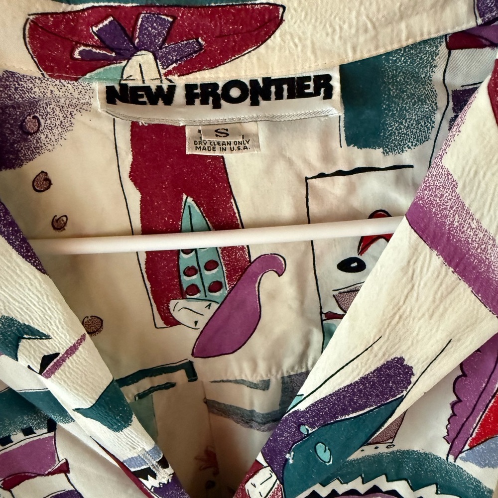 New Frontier Multicolor Abstract Button Down Shirt - image 2